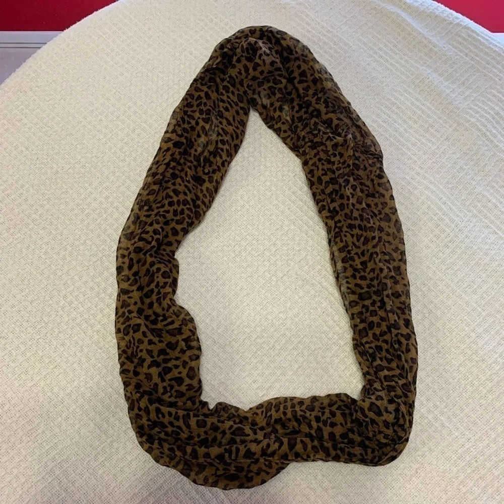 Leopard brown and black print infinity scarf
